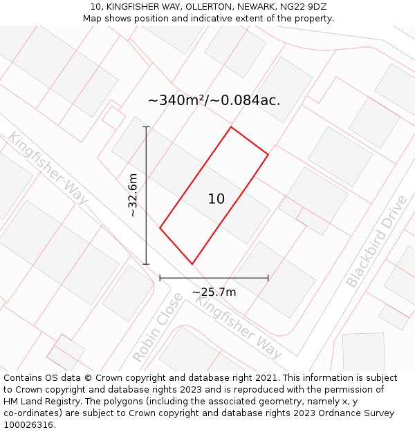 10, KINGFISHER WAY, OLLERTON, NEWARK, NG22 9DZ: Plot and title map