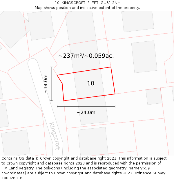 10, KINGSCROFT, FLEET, GU51 3NH: Plot and title map