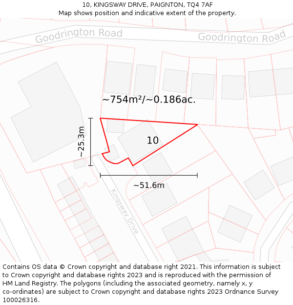 10, KINGSWAY DRIVE, PAIGNTON, TQ4 7AF: Plot and title map