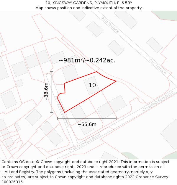 10, KINGSWAY GARDENS, PLYMOUTH, PL6 5BY: Plot and title map