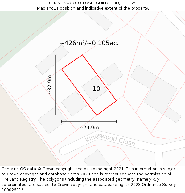 10, KINGSWOOD CLOSE, GUILDFORD, GU1 2SD: Plot and title map