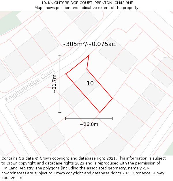 10, KNIGHTSBRIDGE COURT, PRENTON, CH43 9HF: Plot and title map