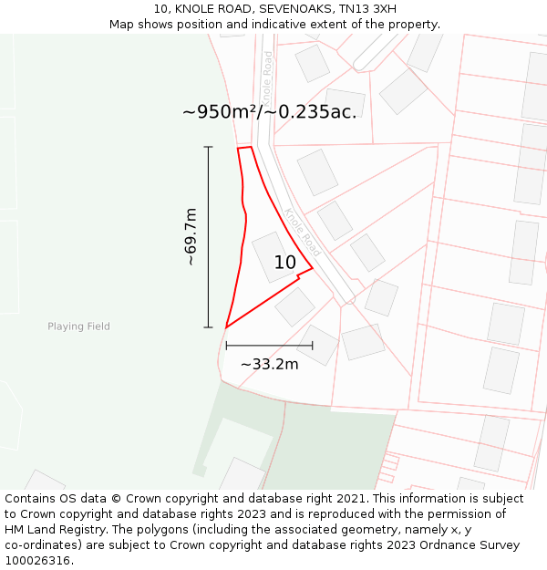 10, KNOLE ROAD, SEVENOAKS, TN13 3XH: Plot and title map