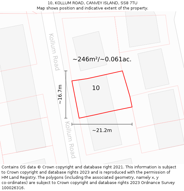 10, KOLLUM ROAD, CANVEY ISLAND, SS8 7TU: Plot and title map