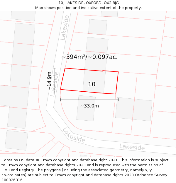 10, LAKESIDE, OXFORD, OX2 8JG: Plot and title map