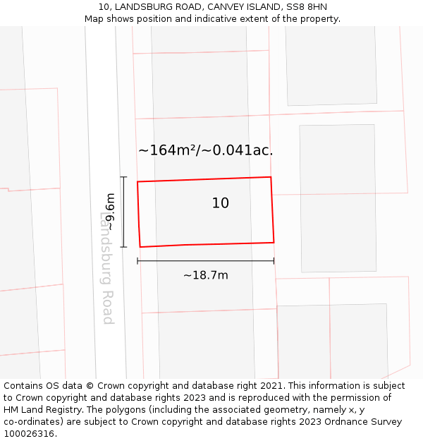 10, LANDSBURG ROAD, CANVEY ISLAND, SS8 8HN: Plot and title map