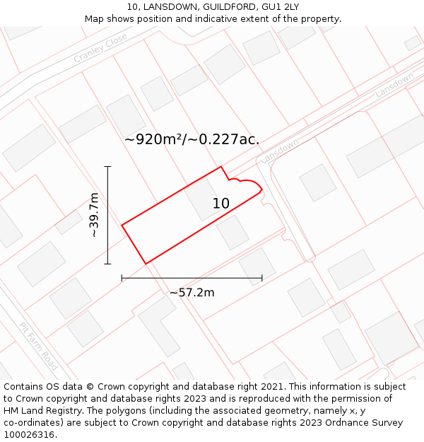 10, LANSDOWN, GUILDFORD, GU1 2LY: Plot and title map