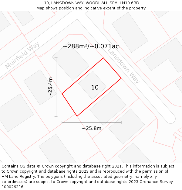 10, LANSDOWN WAY, WOODHALL SPA, LN10 6BD: Plot and title map