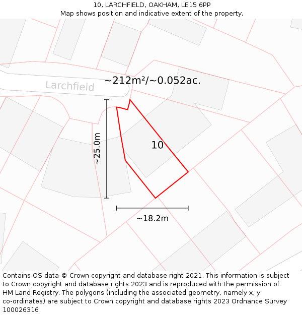 10, LARCHFIELD, OAKHAM, LE15 6PP: Plot and title map