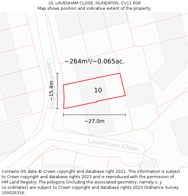 10, LAVENHAM CLOSE, NUNEATON, CV11 6GP: Plot and title map