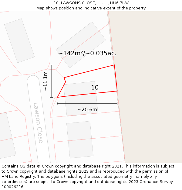 10, LAWSONS CLOSE, HULL, HU6 7UW: Plot and title map