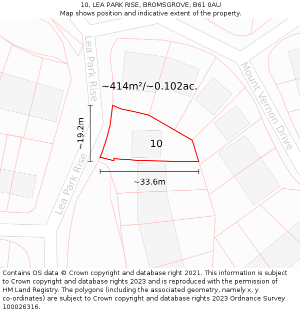 10, LEA PARK RISE, BROMSGROVE, B61 0AU: Plot and title map