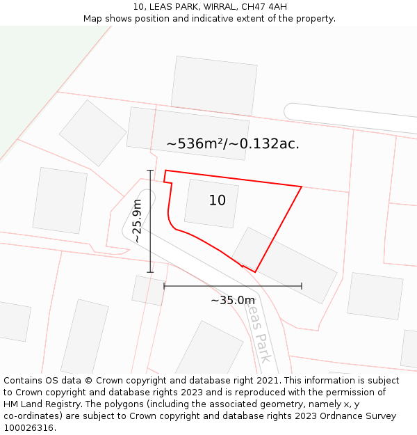 10, LEAS PARK, WIRRAL, CH47 4AH: Plot and title map