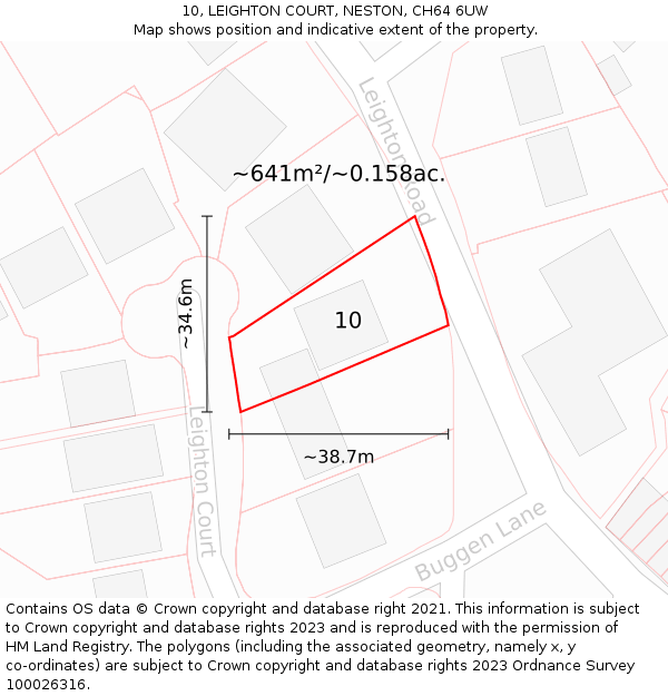 10, LEIGHTON COURT, NESTON, CH64 6UW: Plot and title map