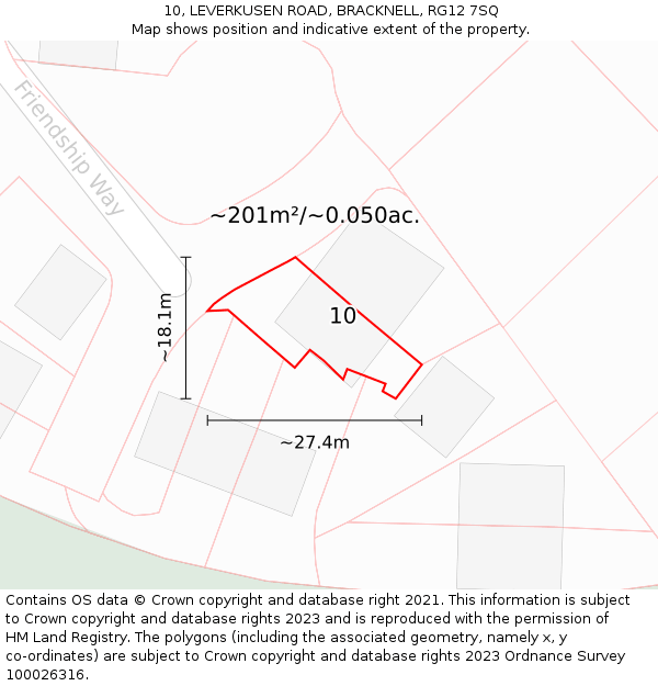 10, LEVERKUSEN ROAD, BRACKNELL, RG12 7SQ: Plot and title map