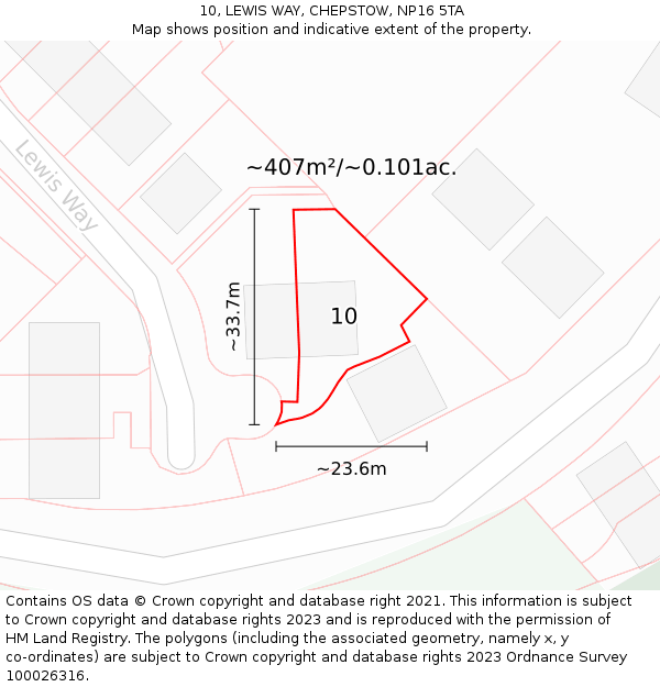 10, LEWIS WAY, CHEPSTOW, NP16 5TA: Plot and title map