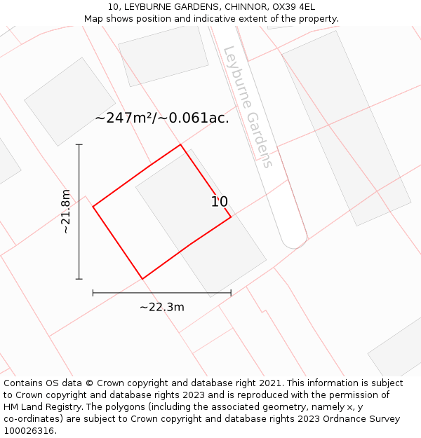 10, LEYBURNE GARDENS, CHINNOR, OX39 4EL: Plot and title map