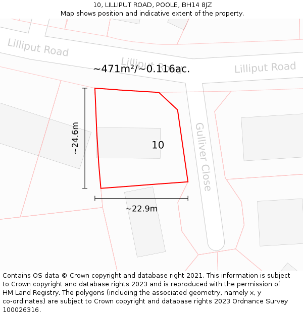 10, LILLIPUT ROAD, POOLE, BH14 8JZ: Plot and title map