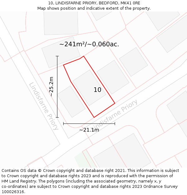 10, LINDISFARNE PRIORY, BEDFORD, MK41 0RE: Plot and title map