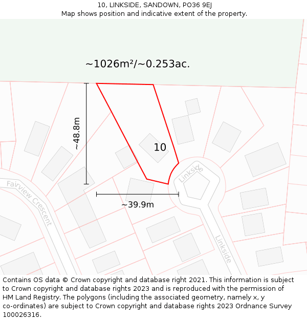 10, LINKSIDE, SANDOWN, PO36 9EJ: Plot and title map