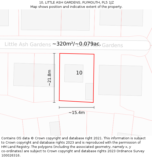 10, LITTLE ASH GARDENS, PLYMOUTH, PL5 1JZ: Plot and title map