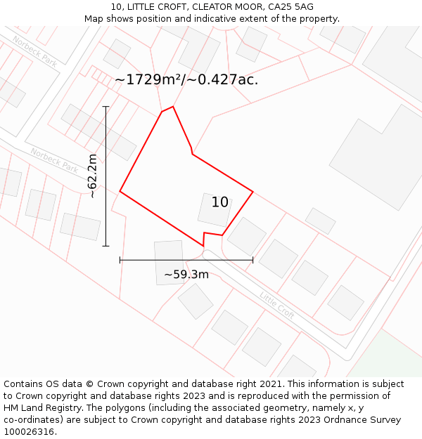 10, LITTLE CROFT, CLEATOR MOOR, CA25 5AG: Plot and title map