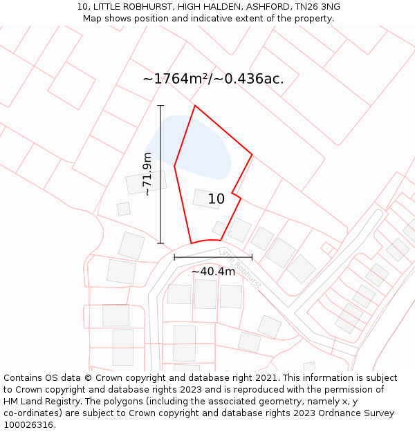 10, LITTLE ROBHURST, HIGH HALDEN, ASHFORD, TN26 3NG: Plot and title map