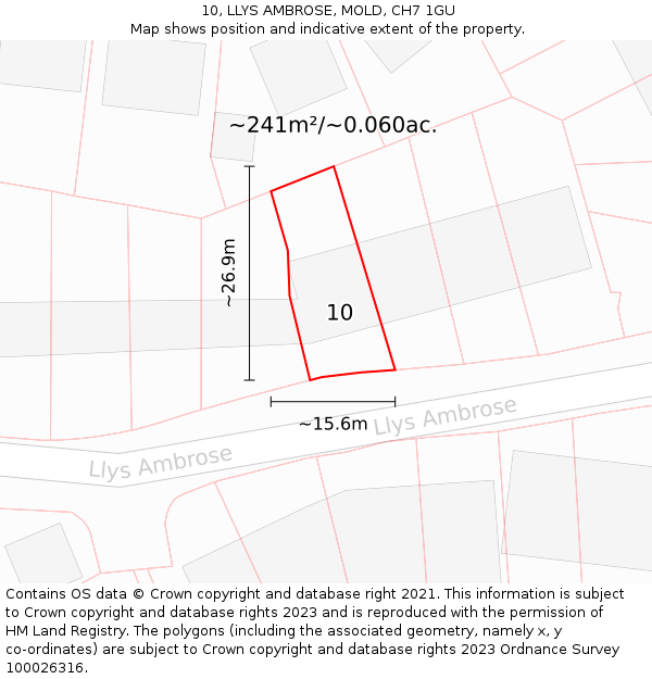 10, LLYS AMBROSE, MOLD, CH7 1GU: Plot and title map