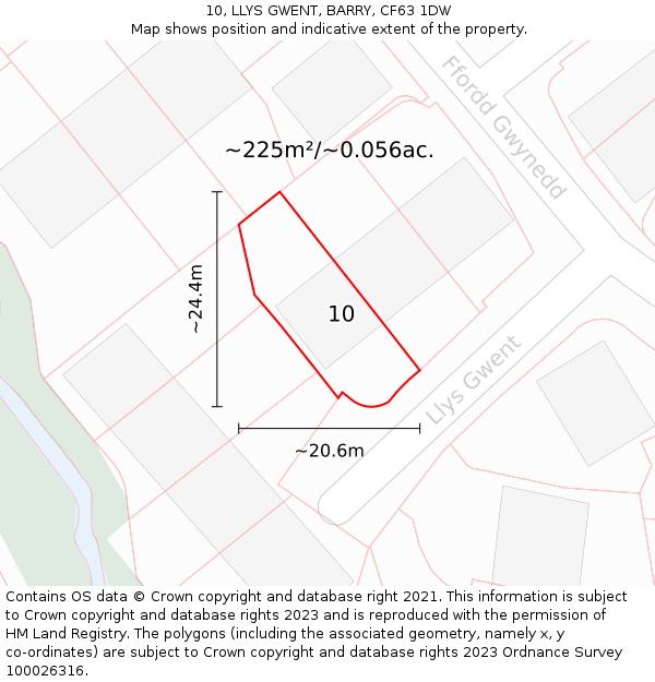 10, LLYS GWENT, BARRY, CF63 1DW: Plot and title map