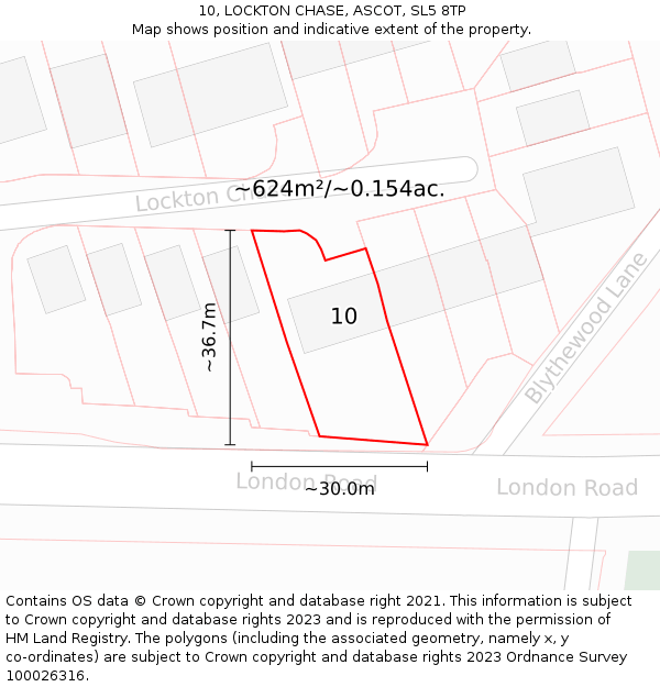 10, LOCKTON CHASE, ASCOT, SL5 8TP: Plot and title map