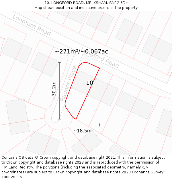 10, LONGFORD ROAD, MELKSHAM, SN12 6DH: Plot and title map