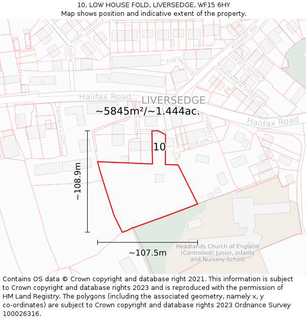 10, LOW HOUSE FOLD, LIVERSEDGE, WF15 6HY: Plot and title map