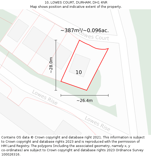 10, LOWES COURT, DURHAM, DH1 4NR: Plot and title map