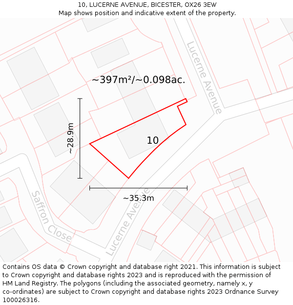 10, LUCERNE AVENUE, BICESTER, OX26 3EW: Plot and title map