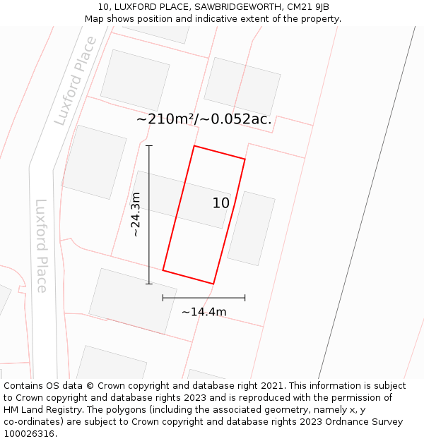 10, LUXFORD PLACE, SAWBRIDGEWORTH, CM21 9JB: Plot and title map