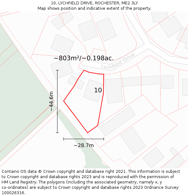 10, LYCHFIELD DRIVE, ROCHESTER, ME2 3LY: Plot and title map