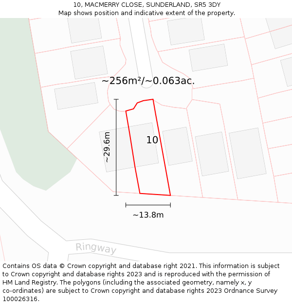 10, MACMERRY CLOSE, SUNDERLAND, SR5 3DY: Plot and title map