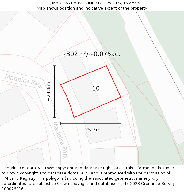 10, MADEIRA PARK, TUNBRIDGE WELLS, TN2 5SX: Plot and title map