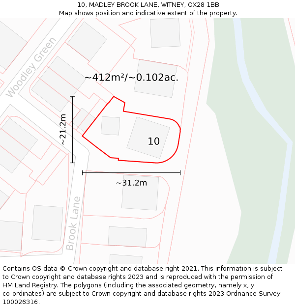 10, MADLEY BROOK LANE, WITNEY, OX28 1BB: Plot and title map