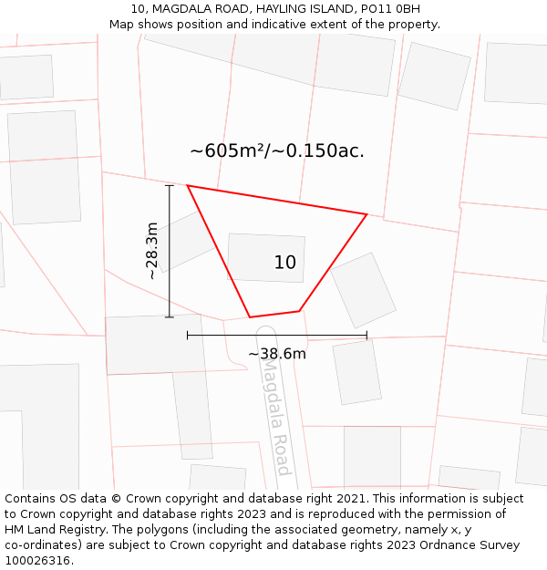 10, MAGDALA ROAD, HAYLING ISLAND, PO11 0BH: Plot and title map