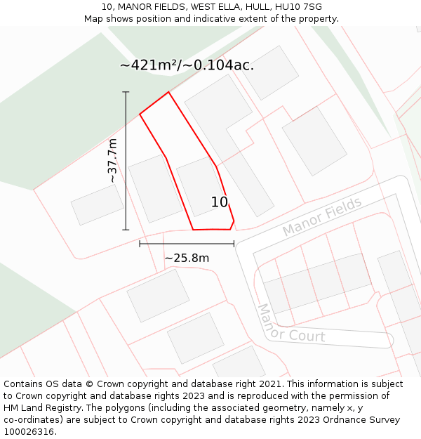 10, MANOR FIELDS, WEST ELLA, HULL, HU10 7SG: Plot and title map