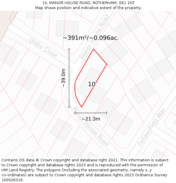 10, MANOR HOUSE ROAD, ROTHERHAM, S61 1NT: Plot and title map