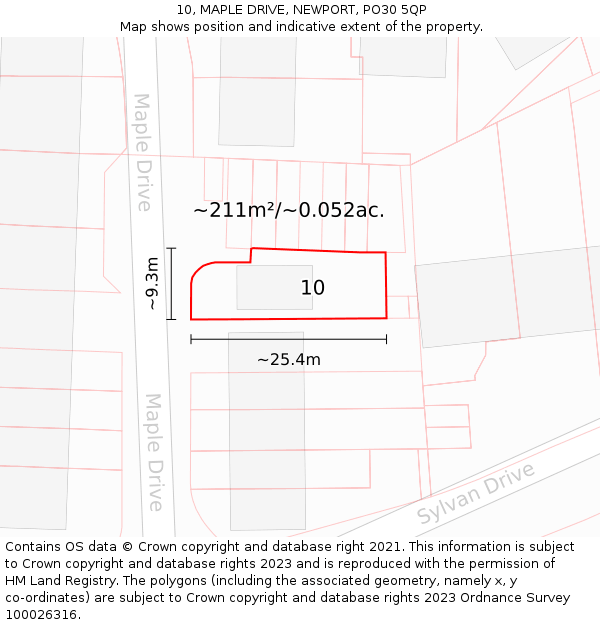 10, MAPLE DRIVE, NEWPORT, PO30 5QP: Plot and title map