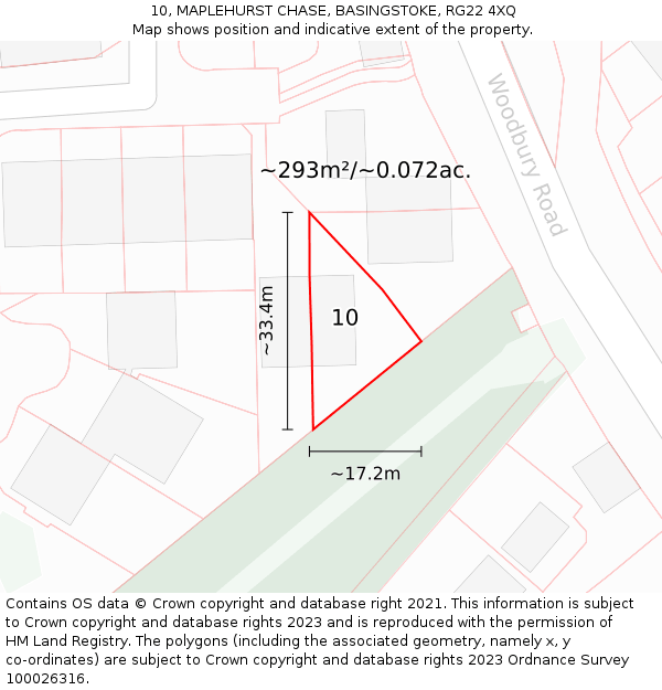 10, MAPLEHURST CHASE, BASINGSTOKE, RG22 4XQ: Plot and title map