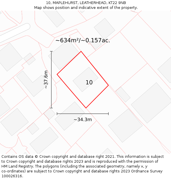 10, MAPLEHURST, LEATHERHEAD, KT22 9NB: Plot and title map