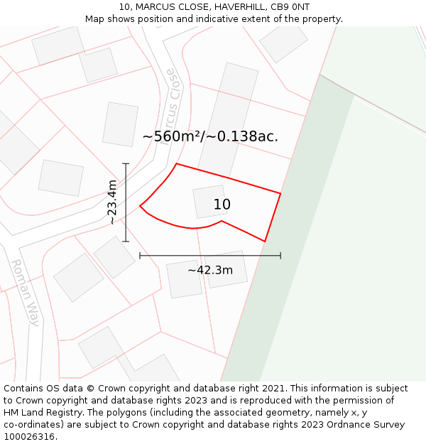 10, MARCUS CLOSE, HAVERHILL, CB9 0NT: Plot and title map