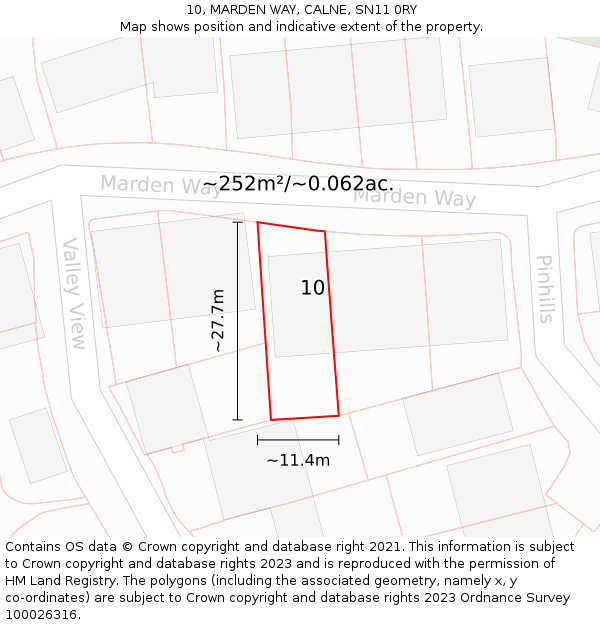 10, MARDEN WAY, CALNE, SN11 0RY: Plot and title map