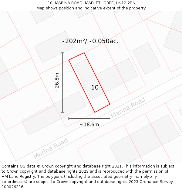 10, MARINA ROAD, MABLETHORPE, LN12 2BN: Plot and title map