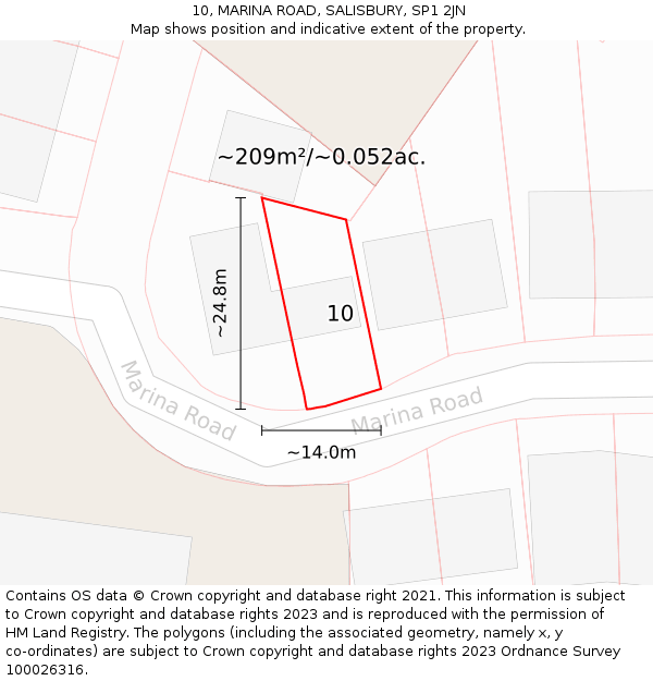 10, MARINA ROAD, SALISBURY, SP1 2JN: Plot and title map