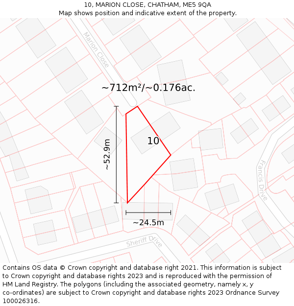 10, MARION CLOSE, CHATHAM, ME5 9QA: Plot and title map